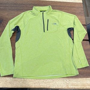 The North Face Mens Top Size Large Flashdry 1/4 Zip Long Sleeve green/yellow